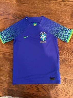 Nike Kids Brazil CBF Short Sleeve Jersey in Purple with Green Accents